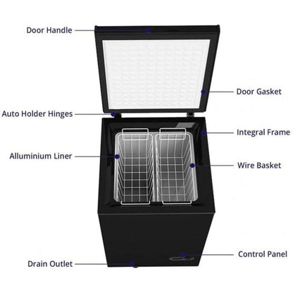 Northair Chest Freezer C 3.5 Cu. Ft. With 2 Removable Baskets C Reach In Freezer Chest C Quiet Compact Freezer C 7 Temperature Settings C Black