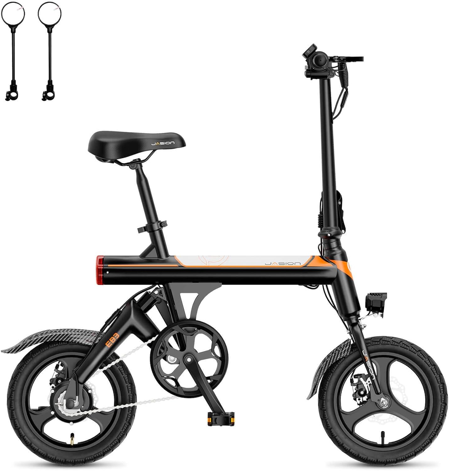 Jasion EB3 Electric Bike Adults 21mph, 500W Peak Motor, 270Wh Battery, Rear Suspension, 3 Levels Assist