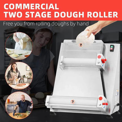 Commercial Pizza Dough Roller Sheeter, Max 16, Automatic 370W Electric Pizza Dough Roller, Stainless Steel, Suitable For Noodle