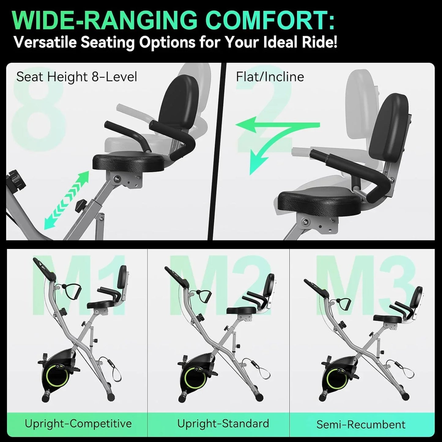 Foldable Exercise Bike Stationary Bikes For Home, 5-in-1 Indoor Workout Bike, Cycling Bike With 16-Level Quiet Magnetic Resistance