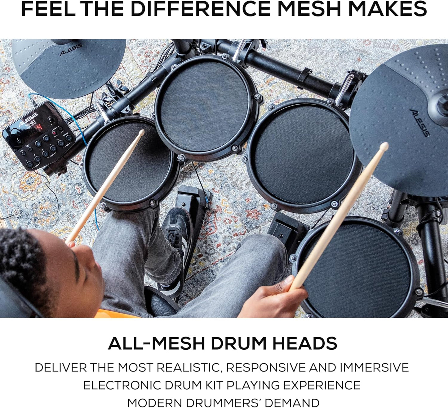 Alesis Turbo Mesh Kit- Electric Drum Set With Over 100 Sounds Mesh Drum Pad