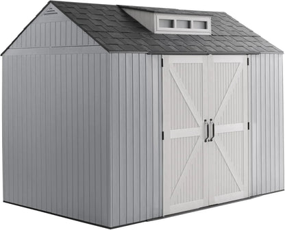 Rubbermaid Resin Outdoor Storage Shed With Floor Weather Resistant Gray Organization For Home