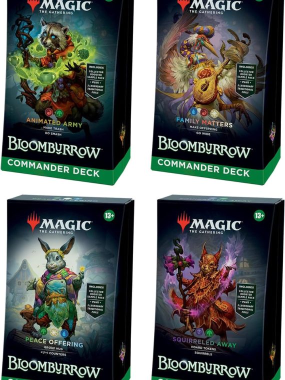 Magic, The Gathering Bloomburrow Commander Deck Bundle, Includes All 4 Decks, Animated Army Family Matters Peace Offering And Squirreled Away