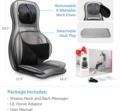 Comfier Massager Chair With Heat Shiatsu Neck Back Massager Portable With Compress And Rolling Massage Chair Pad For Full Back Neck And