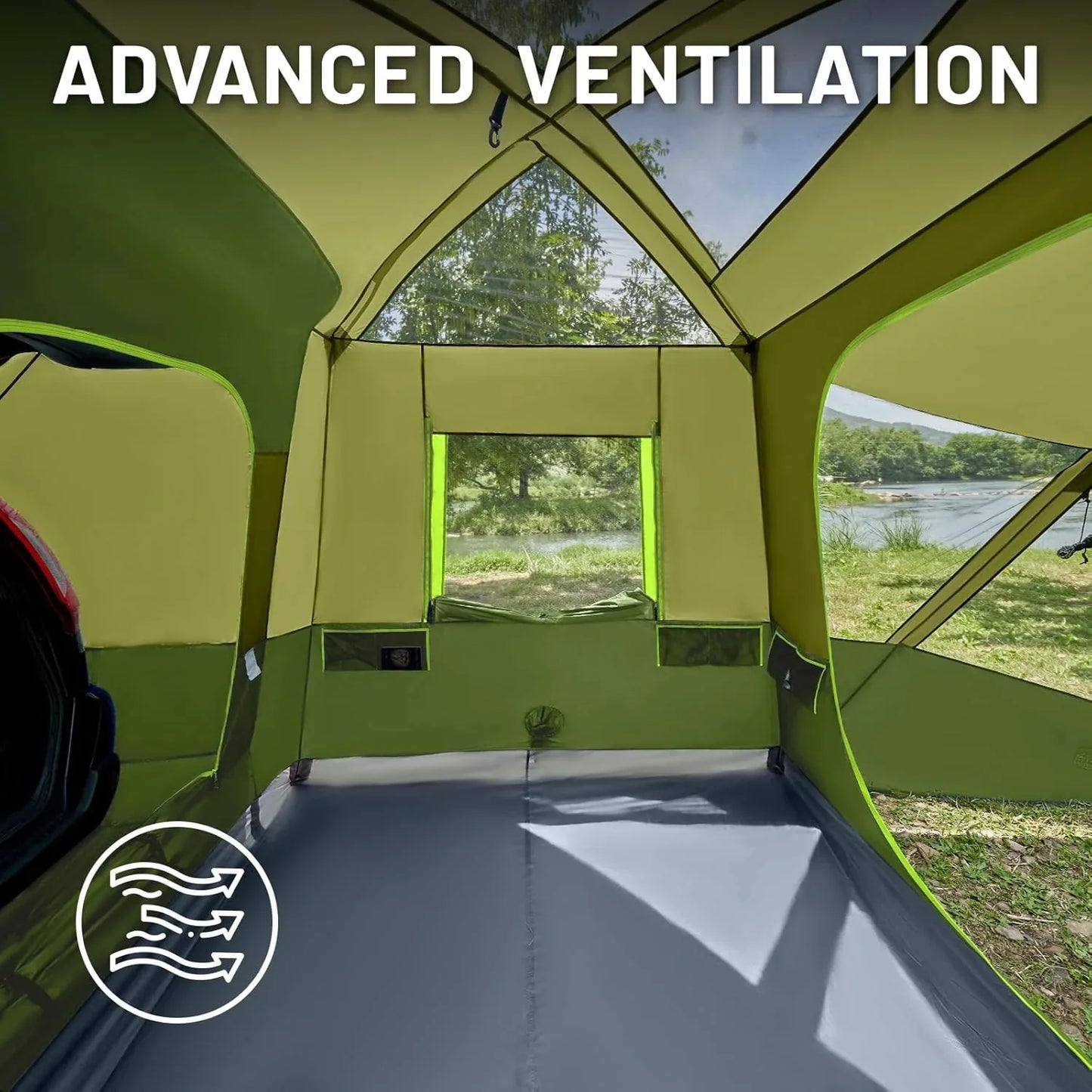 Timber Ridge 5-9 Person SUV Tent With Screen Porch And Awning For Family Camping, Weather Resistant And Portable Van Or Car Tent