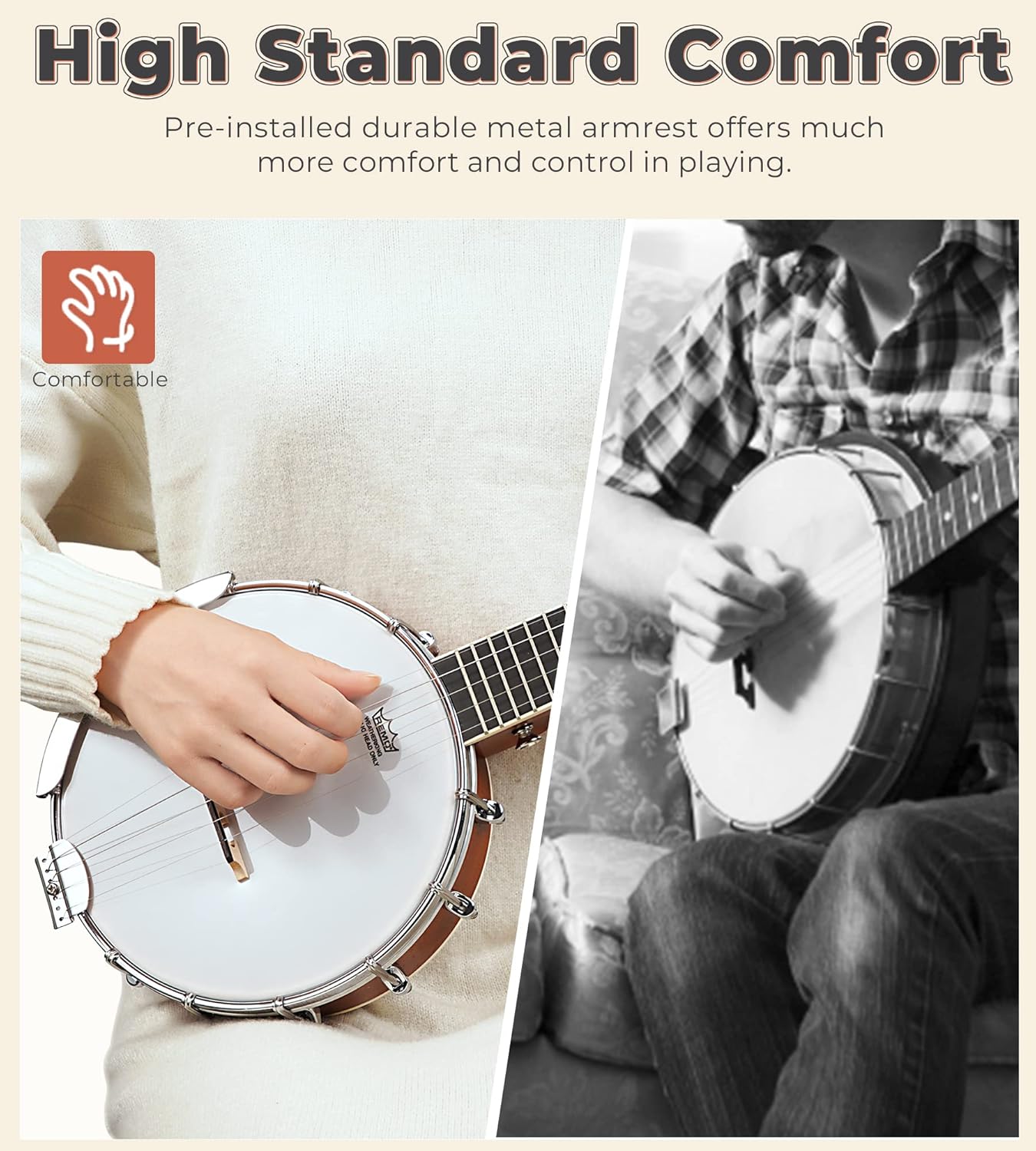 String Banjo 26 In. Mini Travel Banjo Banjo Beginner Kit With Remo Head Open Back And Closed Solid Back With Beginner Kit Comfortable Carrying Bag