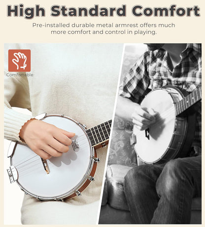 String Banjo 26 In. Mini Travel Banjo Banjo Beginner Kit With Remo Head Open Back And Closed Solid Back With Beginner Kit Comfortable Carrying Bag
