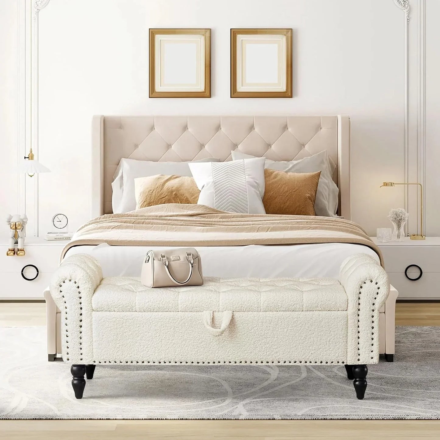 Furniliving Modern Storage Ottoman Bench