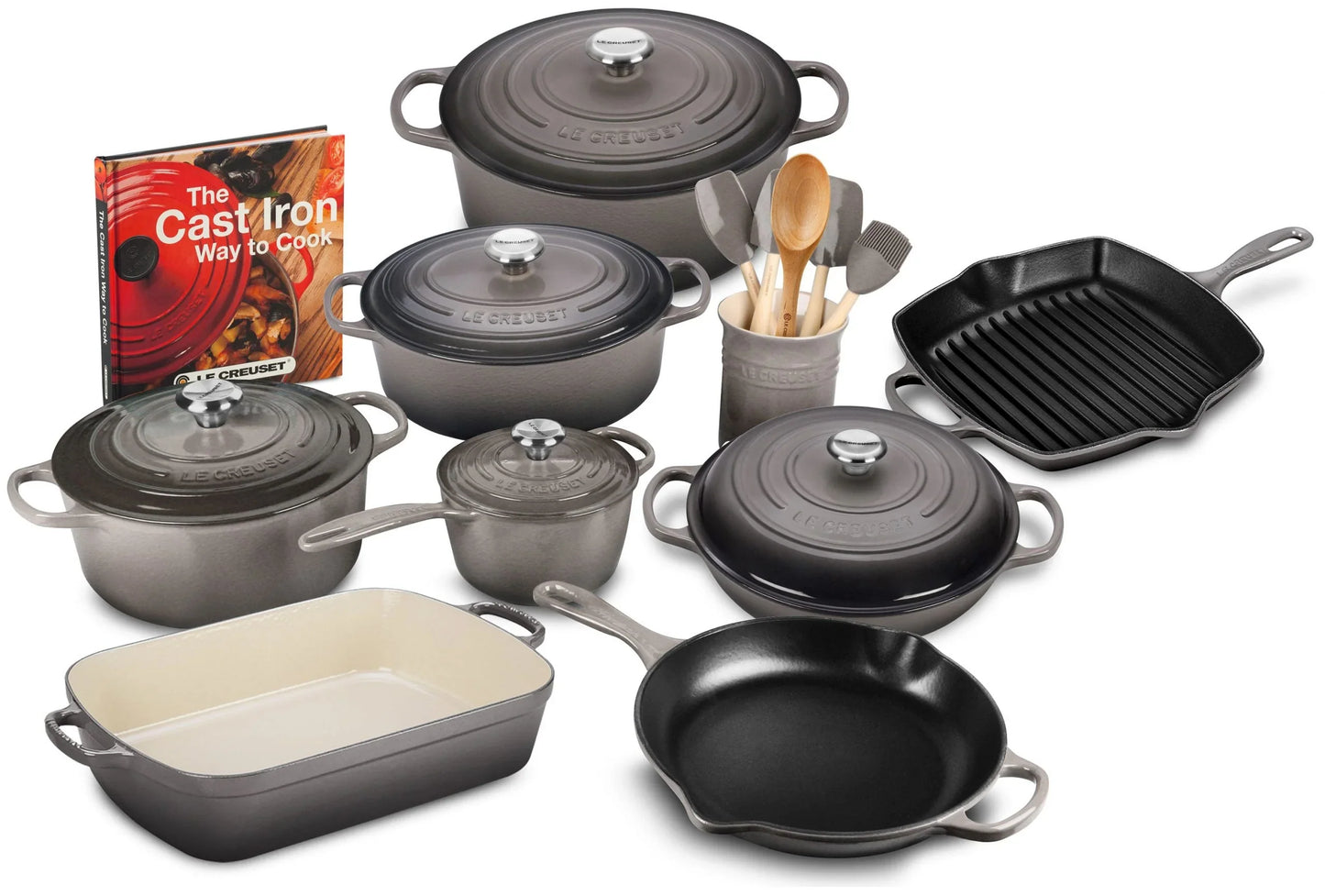 20-piece Signature Cast Iron Cookware Set,10.25 In. Skillet,1.75-quart Saucepan With Lid