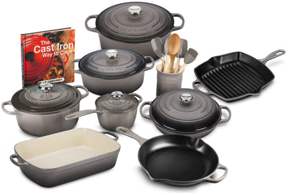 20-piece Signature Cast Iron Cookware Set,10.25 In. Skillet,1.75-quart Saucepan With Lid