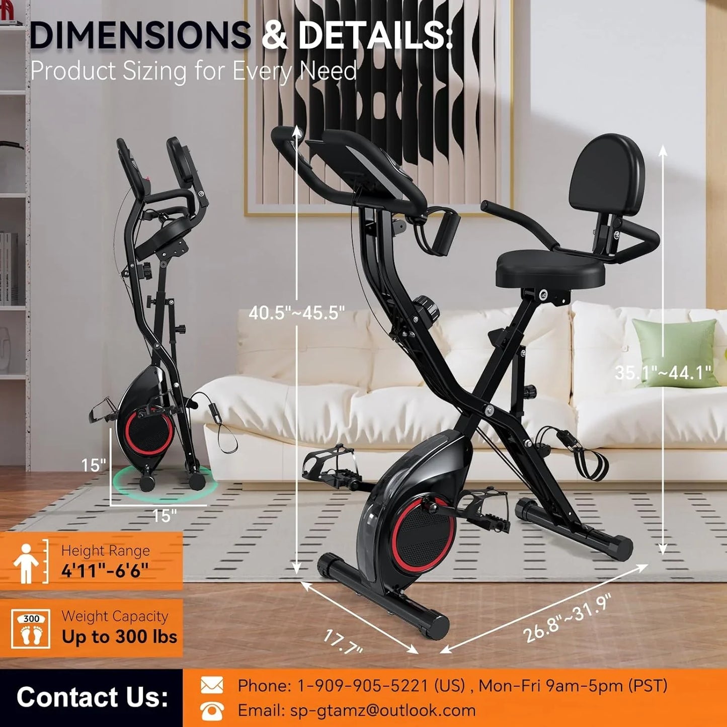 Foldable Exercise Bike Stationary Bikes For Home, 5-in-1 Indoor Workout Bike, Cycling Bike With 16-Level Quiet Magnetic Resistance