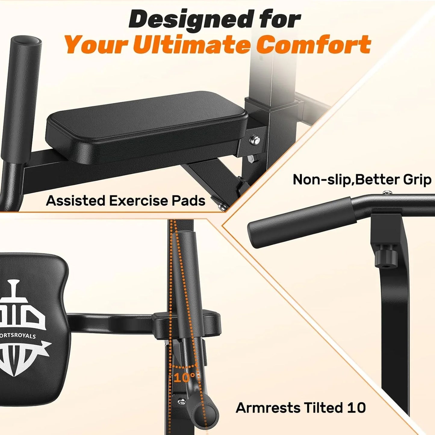 Sportsroyals Power Tower Pulp Up Bar Station, 450 Lbs Stable Suspended Immersion Tilt Station