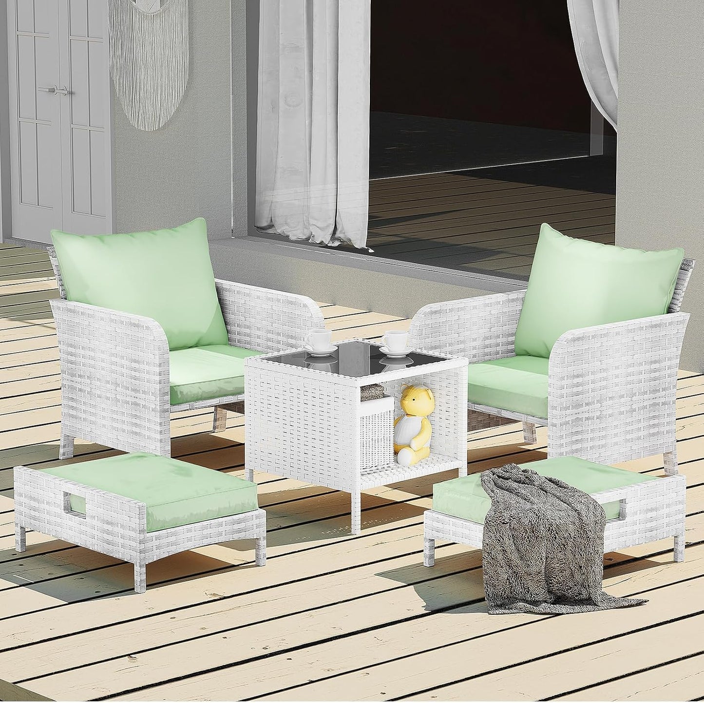 Leveleve Balcony Furniture 5 Piece Patio Conversation Set