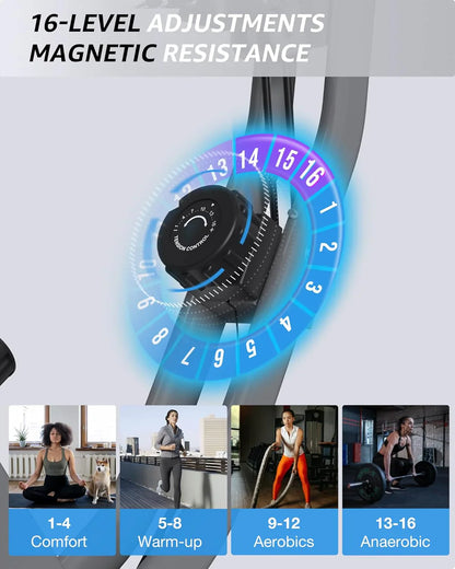 Foldable Exercise Bike Stationary Bikes For Home, 5-in-1 Indoor Workout Bike, Cycling Bike With 16-Level Quiet Magnetic Resistance