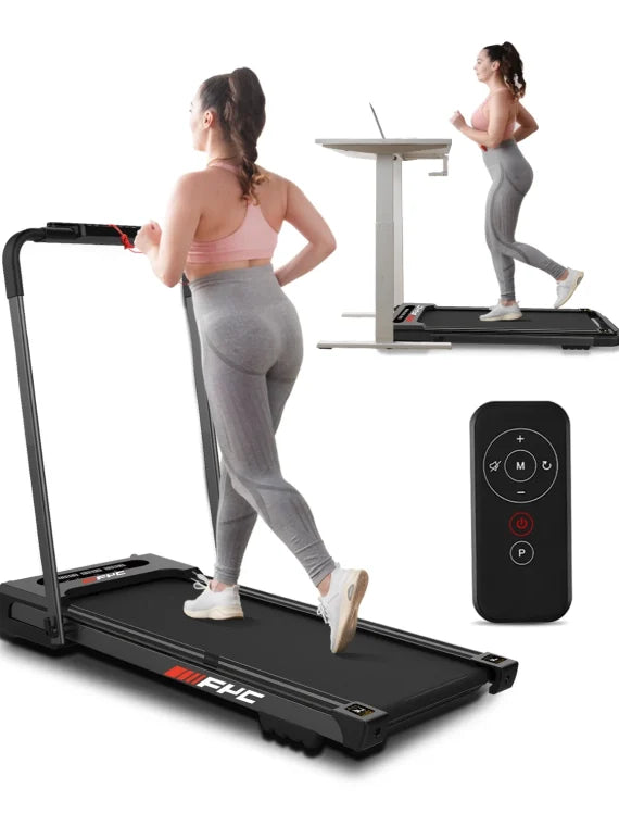 Fyc 3.5HP Under Desk Treadmill 300lbs Weight Capacity 2-in-1 Foldable Design Remote Control And LED Display Compact Electric Walking And Running