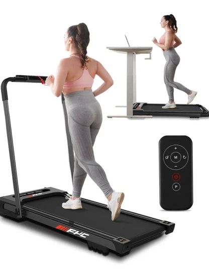 Fyc 3.5HP Under Desk Treadmill 300lbs Weight Capacity 2-in-1 Foldable Design Remote Control And LED Display Compact Electric Walking And Running