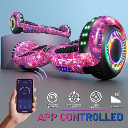 Simate 6.5 In. Hoverboard With Bluetooth And LED Lights