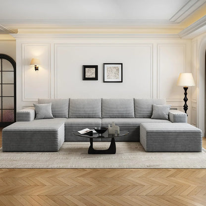 107.5 In. Cloud Modular Sectional Sofa Couch With L-Shape Chaise, Modern Minimalist Upholstered Couches For Living Room Bedroom
