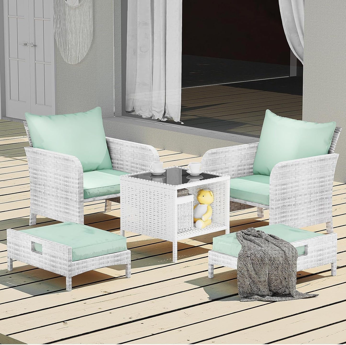Leveleve Balcony Furniture 5 Piece Patio Conversation Set