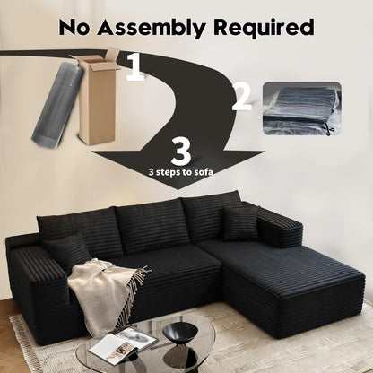 107.5 In. Cloud Modular Sectional Sofa Couch With L-Shape Chaise, Modern Minimalist Upholstered Couches For Living Room Bedroom