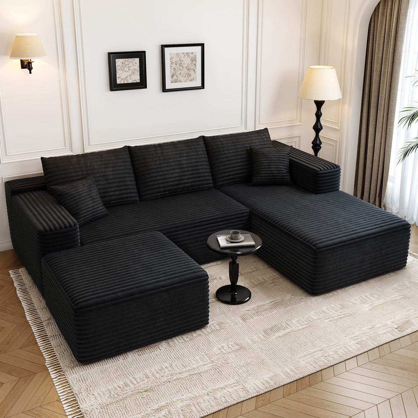 107.5 In. Cloud Modular Sectional Sofa Couch With L-Shape Chaise, Modern Minimalist Upholstered Couches For Living Room Bedroom