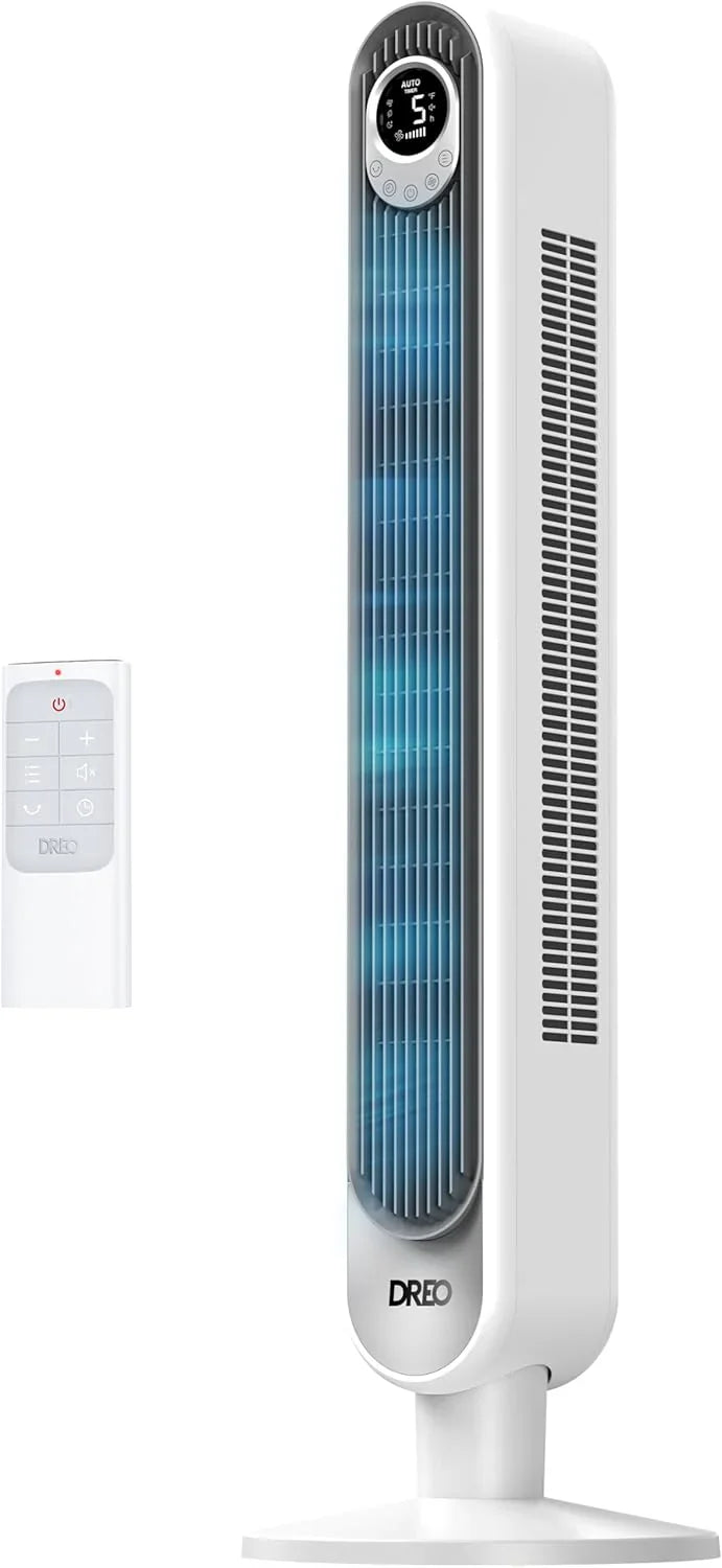 Dreo Smart Tower Fan WiFi Voice Control, Works With Alexa/Google, Floor Standing Bladeless Oscillating Fan With Remote, 6 Speeds, 4 Modes