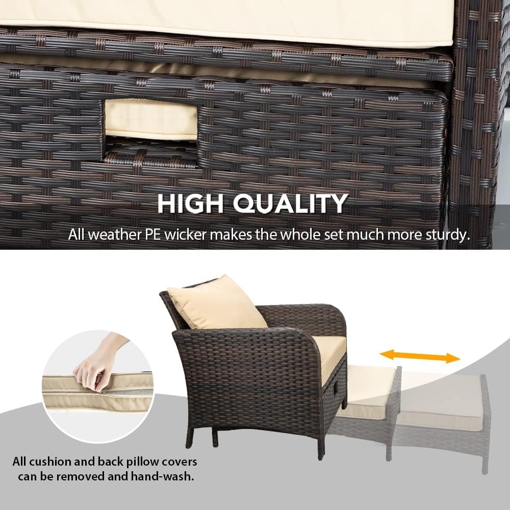 Leveleve Balcony Furniture 5 Piece Patio Conversation Set