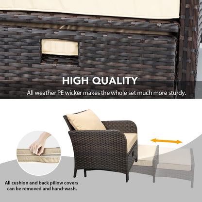 Leveleve Balcony Furniture 5 Piece Patio Conversation Set