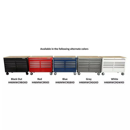 46 In. W x 24 In. D 9-Drawer Gloss Black Deep Tool Chest Mobile Workbench