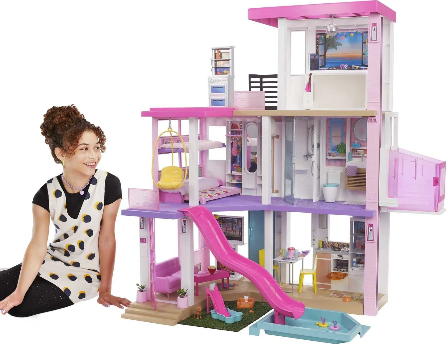 Barbie DreamHouse Playset With 10 Play Areas 75 Plus Furniture And Accessories Lights And Sounds