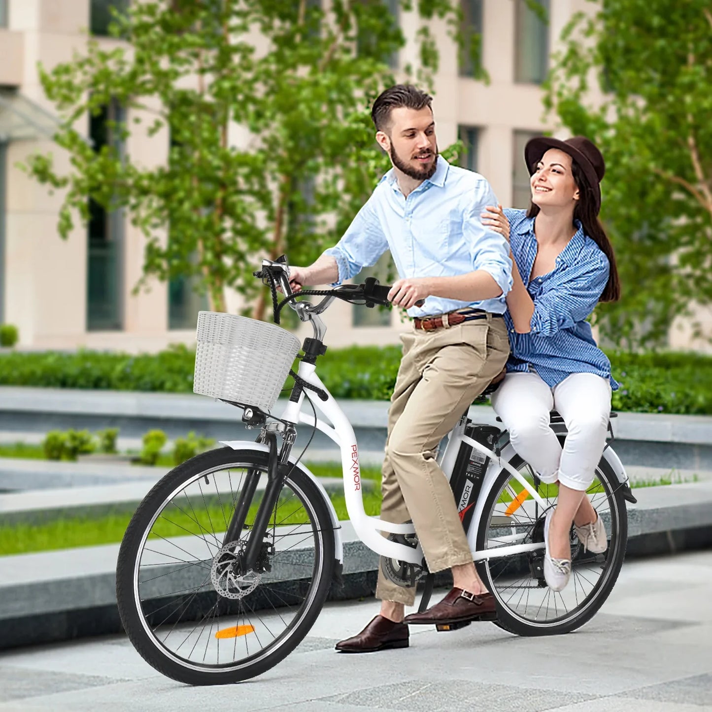 Pexmor Electric Bike For Adults 350W, Peak 500W City Commuter Ebike 36V 12.5Ah Removable Battery 26 In. Cruiser Electric Bicycle Shimano 6-Speed