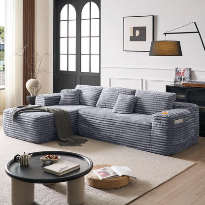 Cloud Sectional Couch With L-Shape Chaise, Modern Modular Sofa With Deep Seat, Built-In Cup Holder And Storage Pocket For Living Room Bedroom