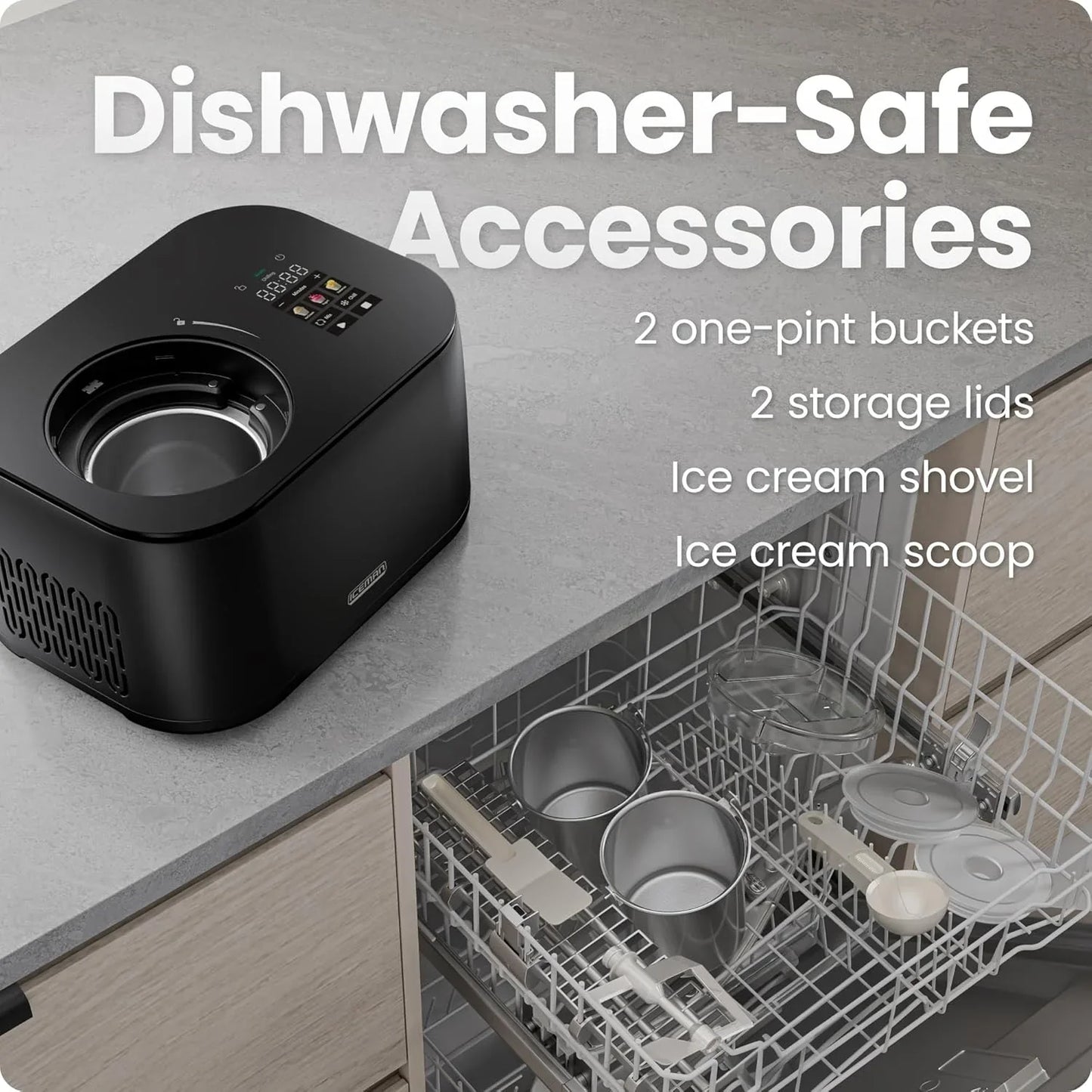 Iceman By Chefman Ice Cream Maker, No Pre-Freezing With Built-In Compressor, Makes Ice Cream, Froyo, Sorbet, Sherbet, Italian Ice, Frozen Yogurt