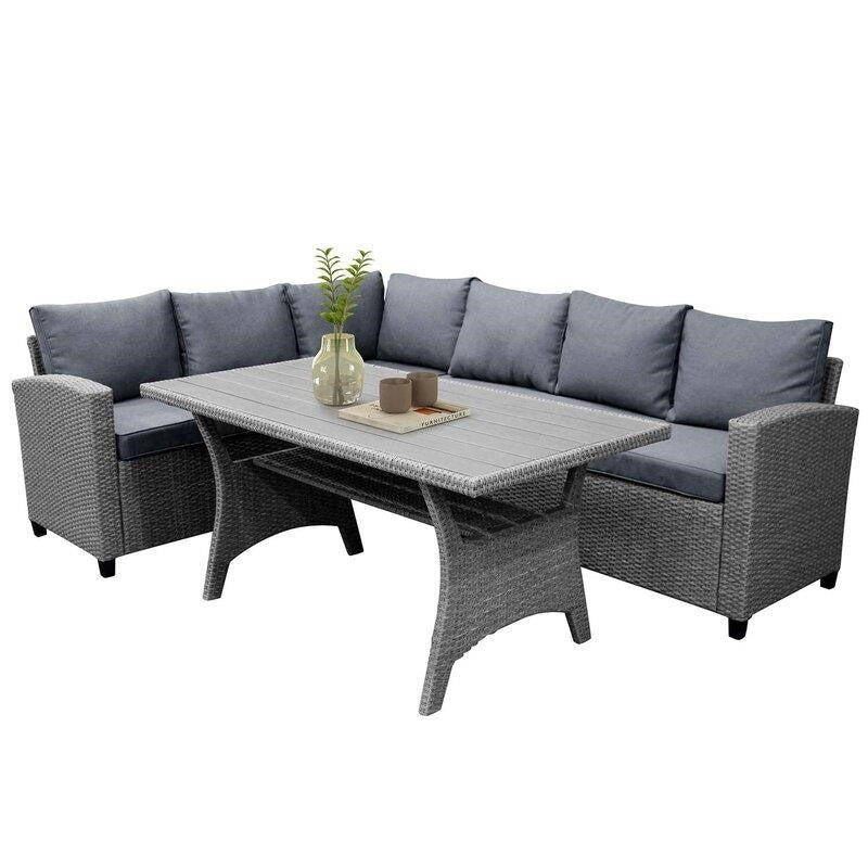 Bromford Rectangular 35.4 In. Long Dining Set With Cushions