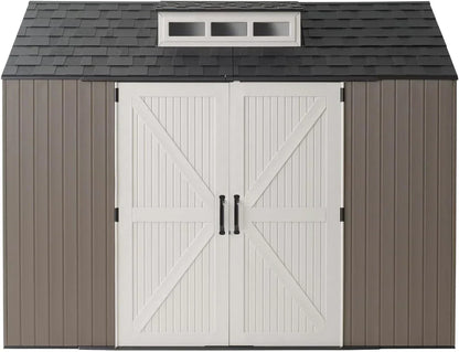Rubbermaid Resin Outdoor Storage Shed With Floor Weather Resistant Gray Organization For Home