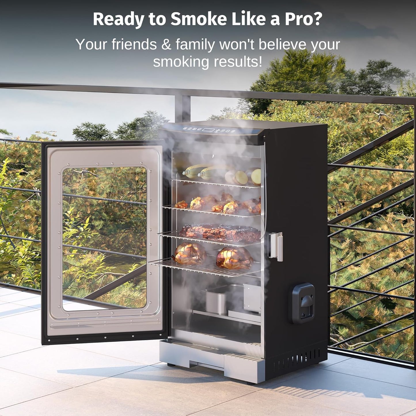 East Oak 30 In. Outdoor Electric Smoker Built-In Meat Probe Smokes Up To 6 Times Longer
