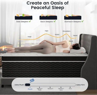 Full Size Mattress, 10 In. Full Size Mattress In A Box, Medium Plush Hybrid Mattress