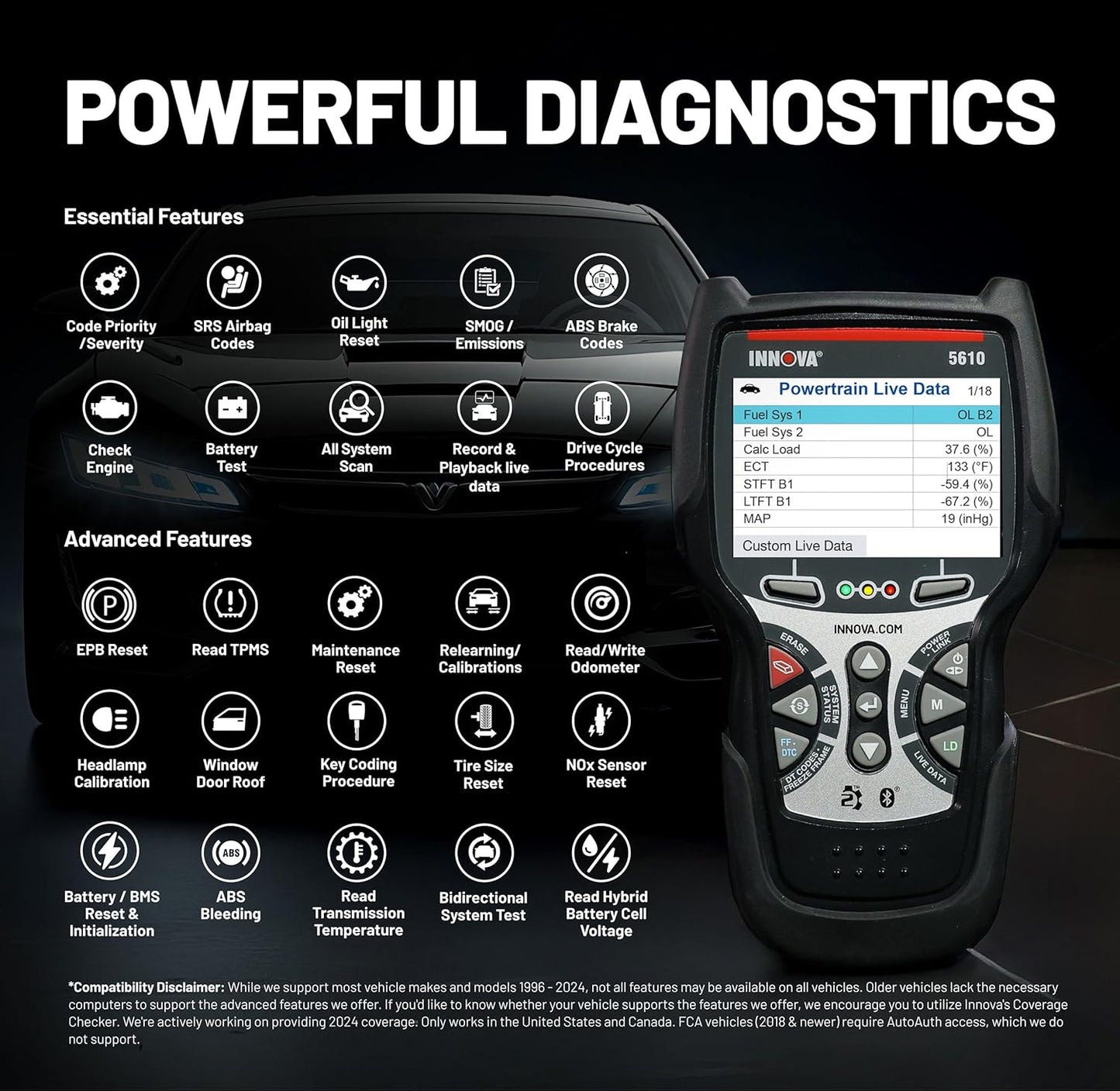 Innova 5610 OBD2 Bidirectional Scan Tool With Updates And Support
