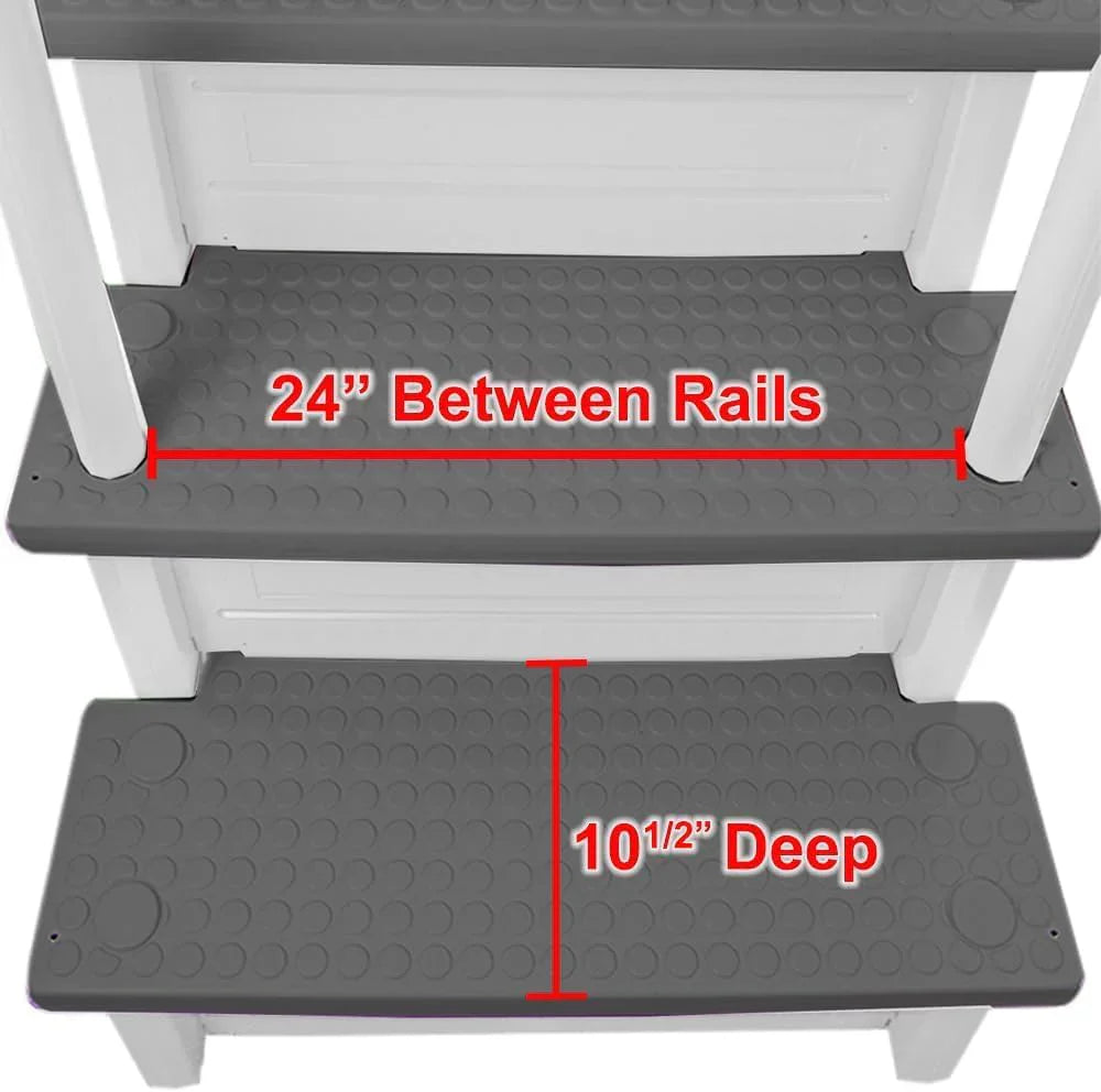 Select Anti-Slip in-Pool Steps, Gray, For Above Ground Swimming Pools, Can Mount To Decks 48 In. To 54 In. H, Safety Stairs Capacity Up To 300 Lbs