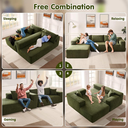 Ovios 104 In. Cloud Sectional Couch With L-Shape Chaise, Modern Modular Sofa With Deep Seat, Upholstered Couches For Living Room Bedroom
