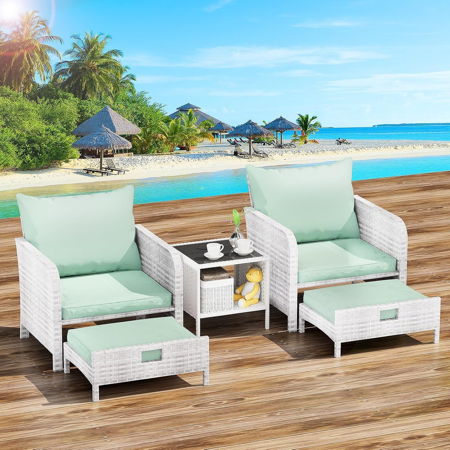 Leveleve Balcony Furniture 5 Piece Patio Conversation Set