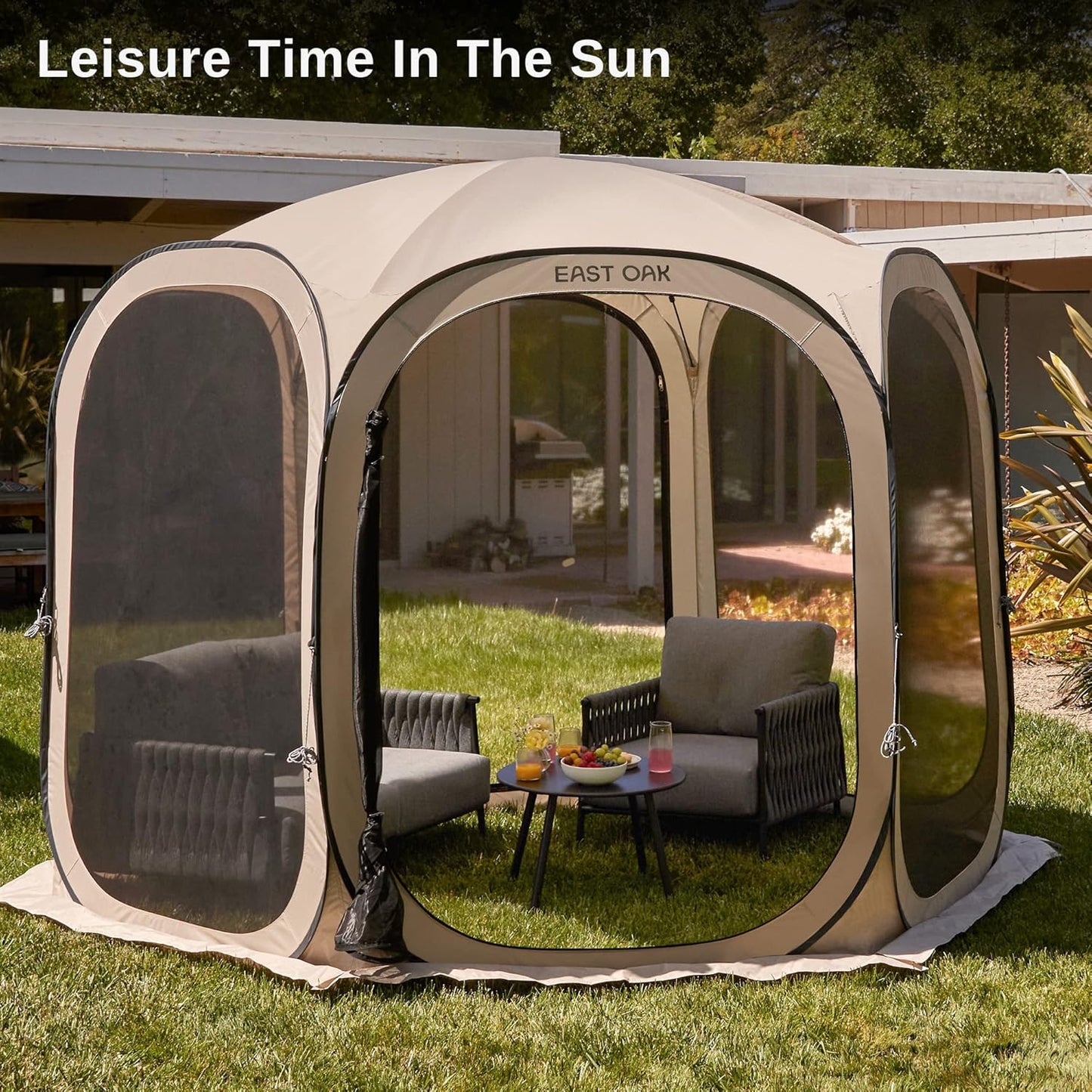 East Oak Screen House Tent Pop-Up Portable Screen Room Canopy Instant Screen Tent 10 x 10 Ft