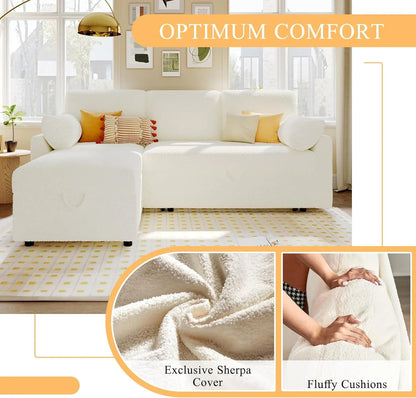 VanAcc Sofa Bed, Sleeper Sofa With Storage Chaise 2-in-1 Pull Out Couch Living Room