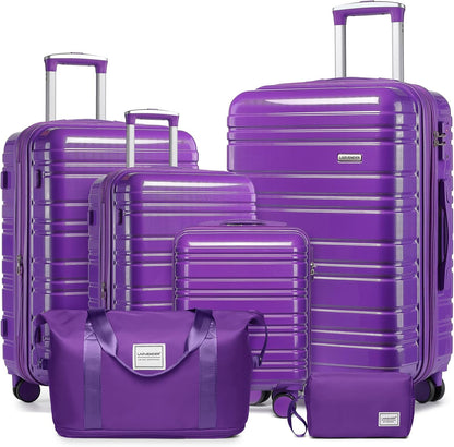6-piece Luggage Set, Expandable Hardshell Suitcase Set With Spinner Wheels, Lightweight Rolling Luggage Set