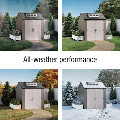 Rubbermaid Resin Outdoor Storage Shed With Floor Weather Resistant Gray Organization For Home
