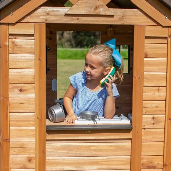 Indoor/Outdoor Cedar Playhouse With Kitchen