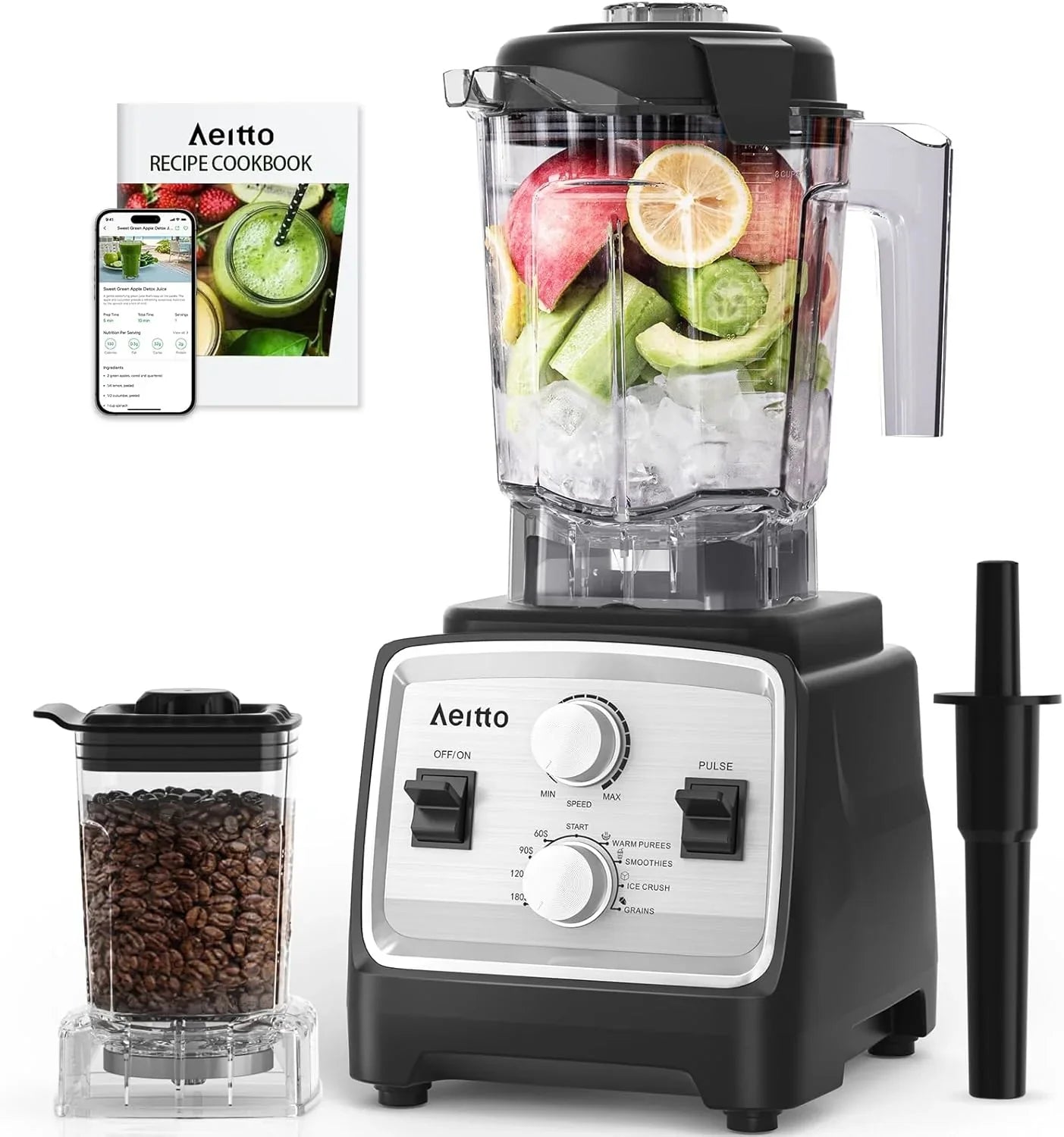 Aeitto Blenders For Kitchen With 1800W Motor, 68Oz. Large Capacity, 2-in-1 Blender And Grinder Combo