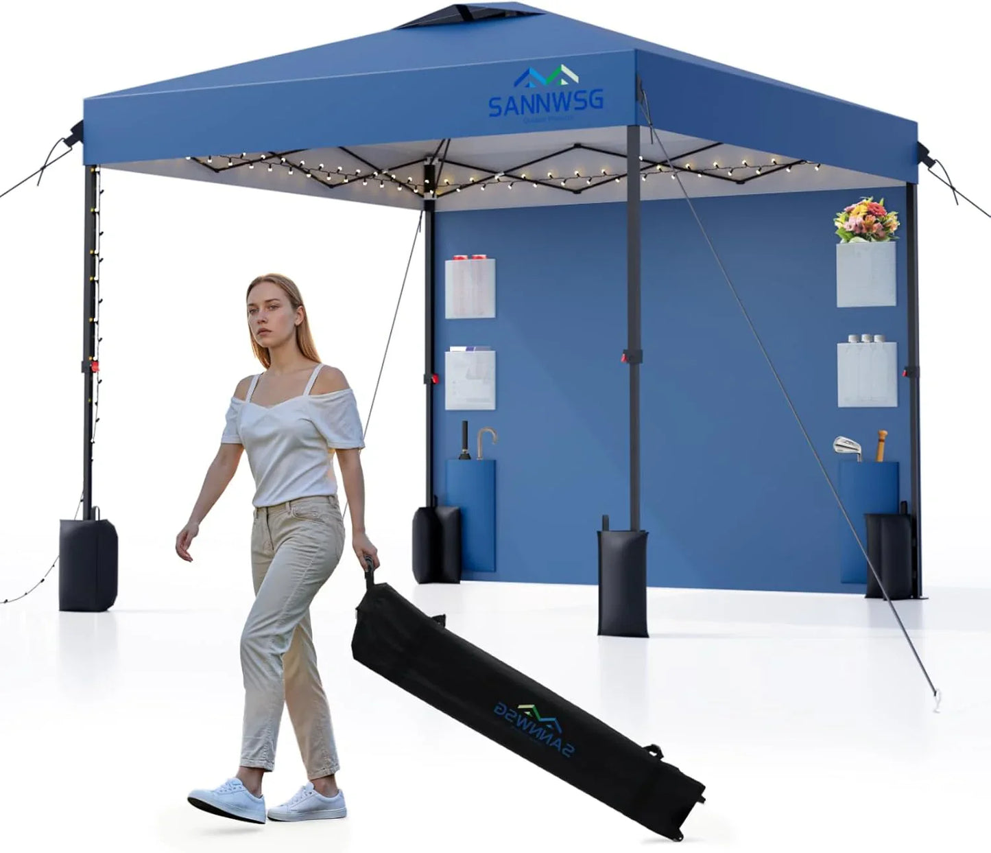 12X12 Pop Up Canopy Tent, Removable Pockets Sidewall For Extra Storage, Easy Up Canopy, Heavy Duty One Person Set Up Event Tent, Grey