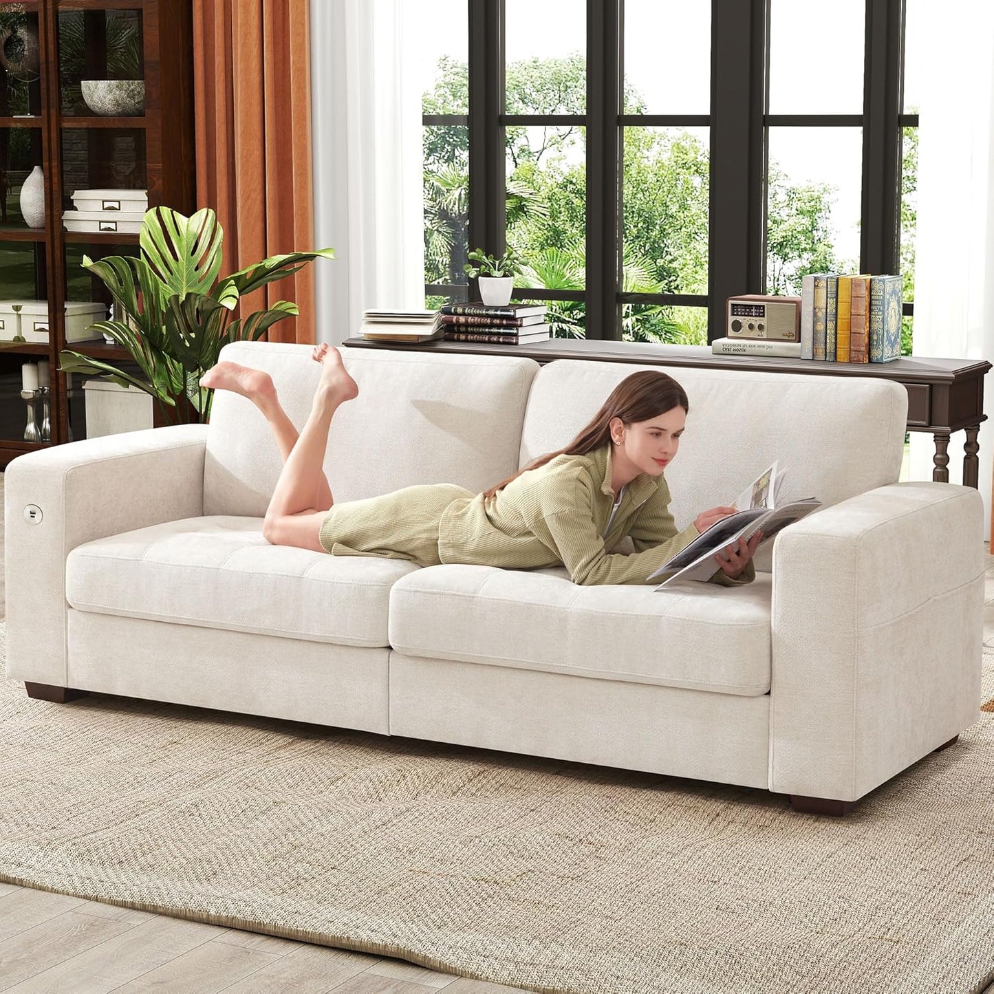 Ihanherry 146 In. U-Shaped Modern Sofa Modular Sectional Cloud Couch With 2 Ottoman