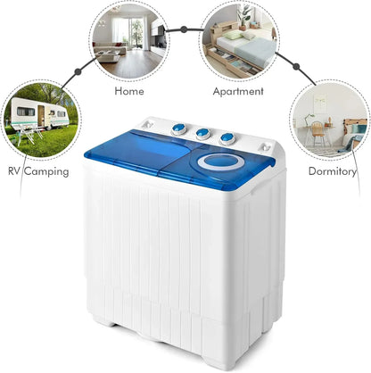 Costway Double Tub 26 Lb Capacity Laundry 18 Lb 8 Lb Spin Combo Drain Pump Washing Machine